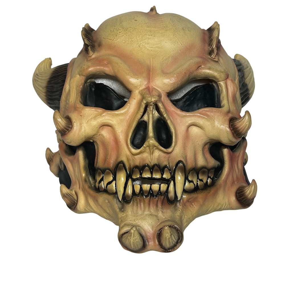 Vintage 1991 Halloween scary demon horned American mask & novelty latex horror